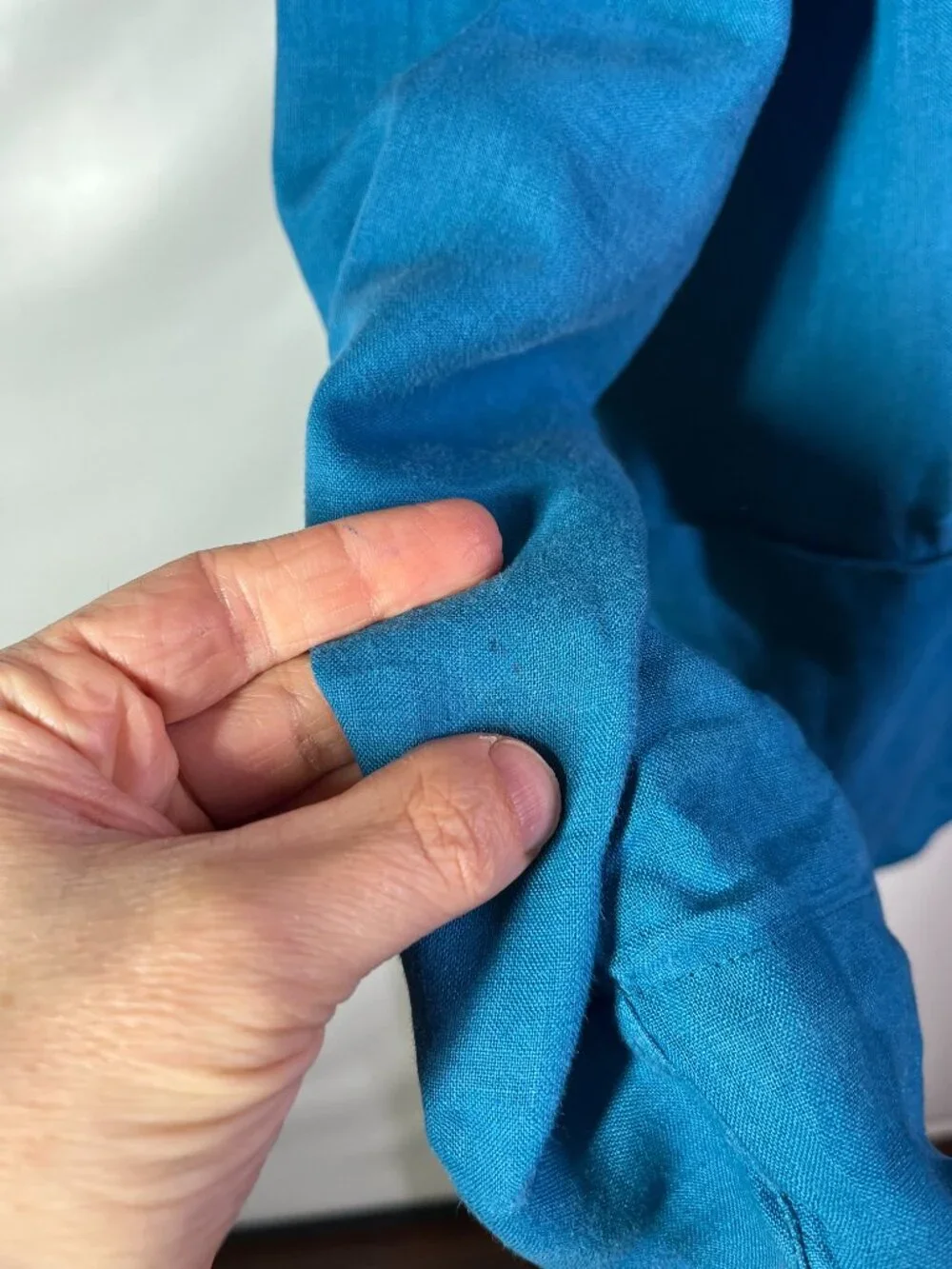 Soft Surroundings Size M Teal Linen Hooded Jacket Open-Front Roll-Tab Sleeves